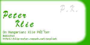 peter klie business card